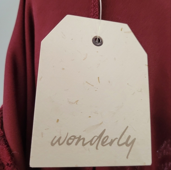 Wonderly Size XL Burgundy Long Sleeve Lace Mini Dress - Picture 9 of 10